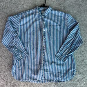 J. Crew Blue and White Striped Casual Shirt